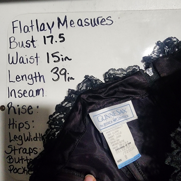 VINTAGE Gunne Sax Jessica McClintock Corset Bustier Tiered Lace Dress Black Red - Picture 6 of 16